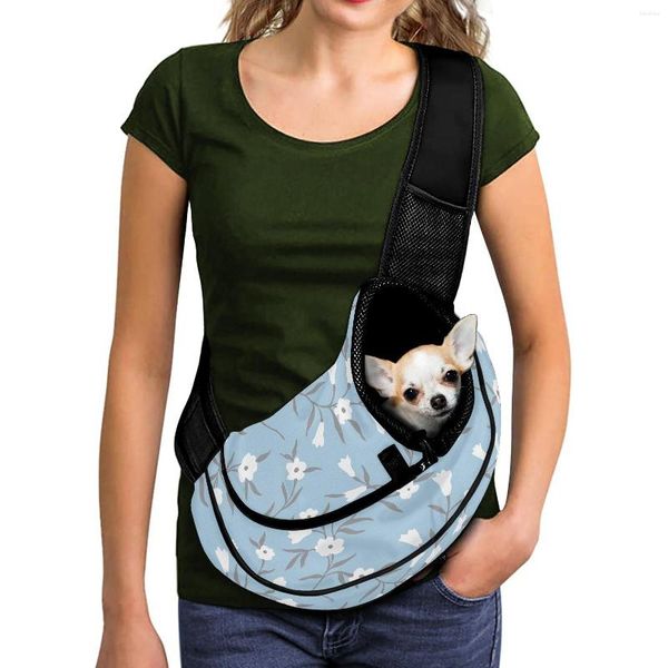 Housses de siège de voiture pour chien transportant et sacs pour chiens belles fleurs sac petit animal de compagnie voyage en plein air épaule confortable
