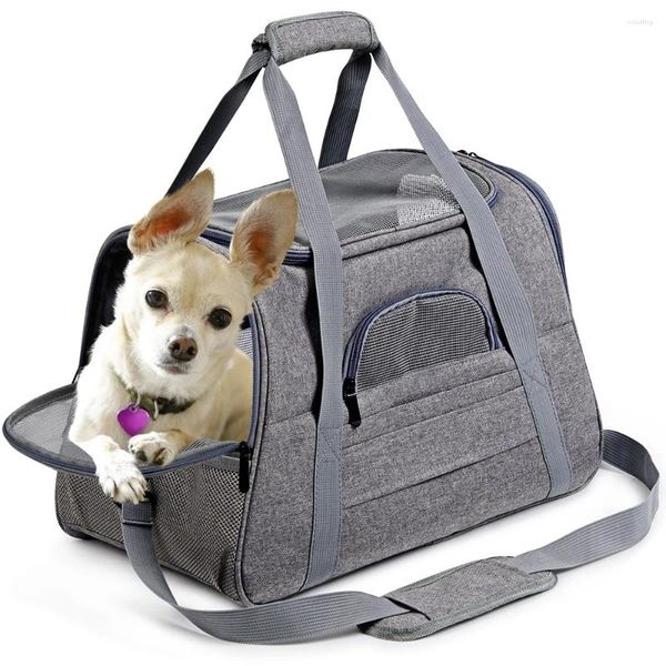 Cubiertas de asiento de coche para perros Bolsa de transporte Mochila portátil con ventana de malla Transporte pequeño aprobado por la aerolínea