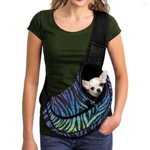 Housses de siège de voiture pour chien | Motif à rayures colorées, sac à bandoulière mignon pour animaux de compagnie et chat pour femmes, sacs confortables et respirants en maille pour animaux de compagnie