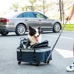 Housses de siège de voiture pour chien panier double couche pratique respirant résistant à l'usure caisse tige de traction chariot pour animaux de compagnie