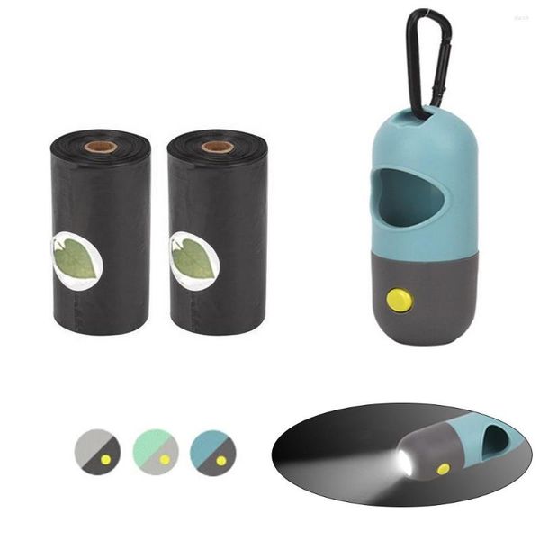 Fundas de asiento de coche para perros, dispensador de bolsas de caca degradables, bolsa de basura portátil para exteriores para mascotas, luz LED, bolsa de basura ecológica, suministros de limpieza