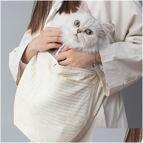 Housses de siège de voiture pour chien Ers Kitten Carrier For Cats Comfort Tote Bag Handmade Pet Cat Outdoor Travel Handbag Respirant Sling Shoder Pup Dhtkr