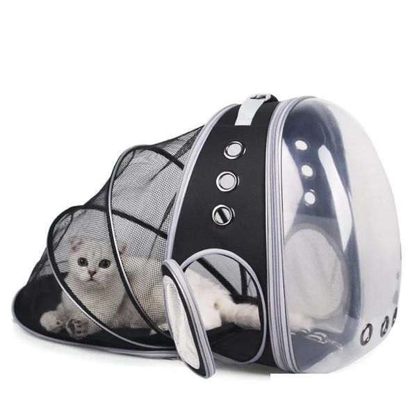 Cubiertas de asiento de coche para perros Ers Bolsa de viaje de espacio expandible transpirable de alta calidad Mochila de gato transparente portátil para entrega de gota Inicio Ga DH5I4