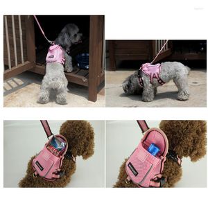 Hondenauto -zitting Covers Fashion Sports Pet Backpack Luxe Mesh Pink Coffee Puppies Kleine dieren Schooltas met riem set voor Chihuahua