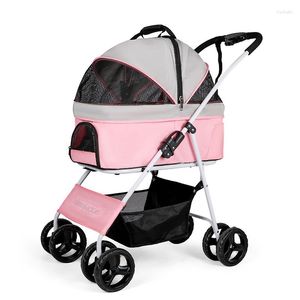 Housses de siège de voiture pour chien pliable détachable poussette pour animaux de compagnie Portable en plein air chat sur roues rose chiens sac de transport fournitures de voyage