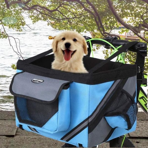 Cubiertas de asiento de coche para perros Cesta de bicicleta plegable Cestas de bicicleta para gatos pequeños Manillar Portador delantero para compras de viaje 264k