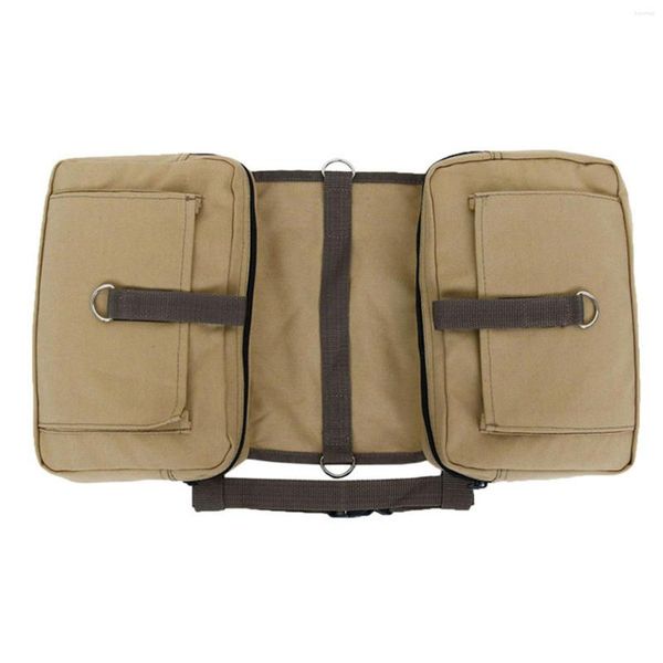 Housses de siège de voiture pour chien moyen grand sac à dos pochette de rangement léger réglable laisse sac de selle poches latérales multifonction Portable kaki