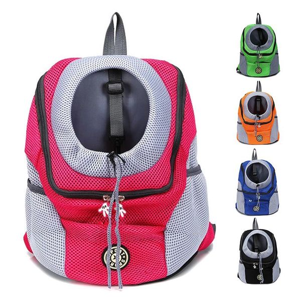 Fundas de asiento de coche para perros, bolsa de transporte para mascotas al aire libre, mochila de viaje portátil con doble hombro, malla