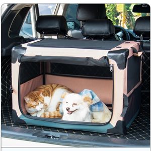 Housses de siège de voiture pour chien à l'extérieur du transporteur portatif pour chiens, conception pliante de voyage, panier respirant et confortable