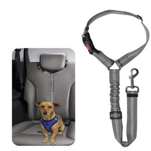 Housses de siège de voiture pour chien | Ceinture d'appui-tête réglable pour animaux de compagnie, ceinture de sécurité réfléchissante en Nylon, corde pour fournitures de chat