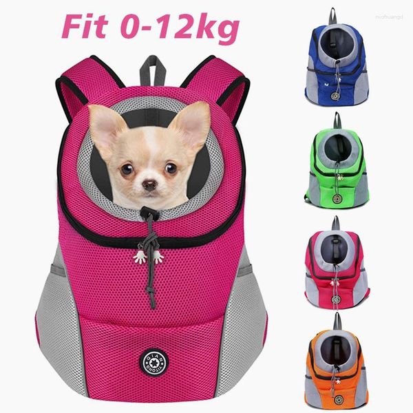 Fundas de asiento de coche para perros Mochila para mascotas Portador Bolsa de viaje Paquete frontal Transpirable Ajustable con tiras reflectantes de seguridad para caminar Gatos al aire libre