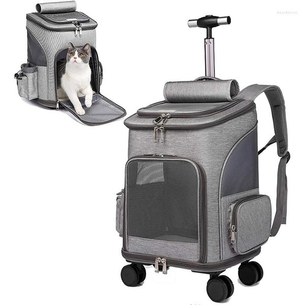 Housses de siège de voiture pour chien Pet Carrier Sac à dos Chat Poussette Voyage pour petits chiens Chats Chiots Roues roulantes amovibles