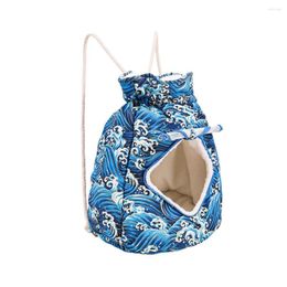 Hondenauto -stoelbedekkingen Pet Carrier Bag Thermisch verstelbare schouderriem draagbare herfst winter buiten wandelen Verplaatsing picknick rugzak blauw