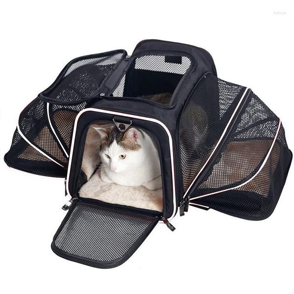 Cubiertas de asiento de coche para perros Portador de mascotas para perros expandible plegable suave 5 puertas abiertas con cintas reflectantes Bolsa de viaje para gatos Aprobado por la aerolínea