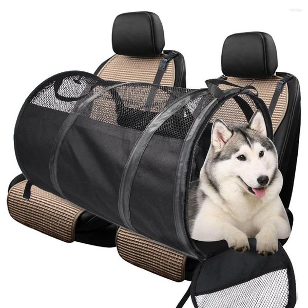 Cubiertas de asiento de coche para perros, bolso de transporte para mascotas, transportador de jaula plegable, bolsa de tienda para gatos transpirable, tubo de viaje plegable trasero