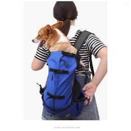 Housses de siège de voiture pour chien Pet Carrying Backpacking Traveling Portable Rucksack Réglable Knapsack Mesh Cloth Pets Supplies Blue M