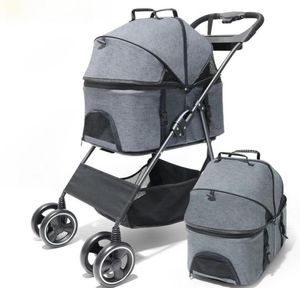 Hondenauto -covers Pet Cat Stroller Carrier Bag Vouwen Geboren baby trekwagen vierwiel transporter Travel6730050