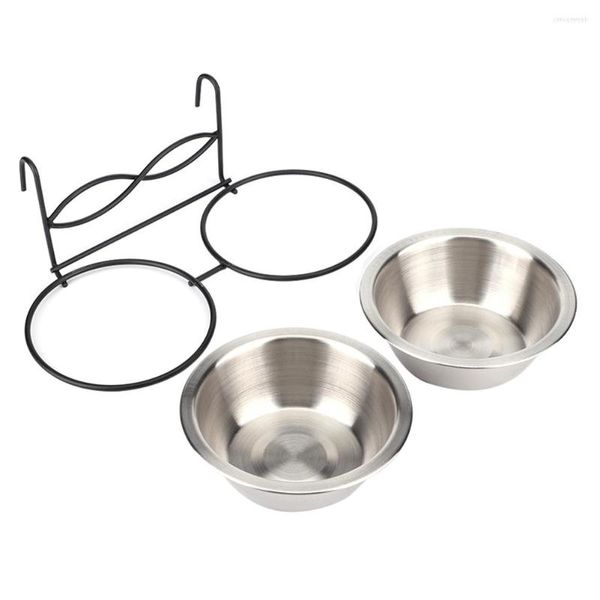 Fundas de asiento de coche para perros Pet Dual Food Water Bowl Feeder Crate Cage