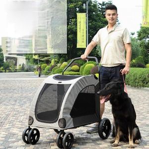 Hondenauto stoelhoezen Pet Strollers voor Cat Puppy Outdoor Draag gehandicapte honden die opvouwbare trolleydrager tillen met 6 rollend wiel
