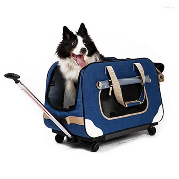 Housses de siège de voiture pour chien, poussette portable pour animaux de compagnie, chariot de transport pour chiens et chats, fournitures de transport, sac à dos avec cage à roulettes, voyage, sortie pliable