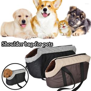 Honden autostoelbekleding schoudertassen warme rugzak kraag zacht kattenzak vaste kleur puppy dragers reisters huisdier accessoires