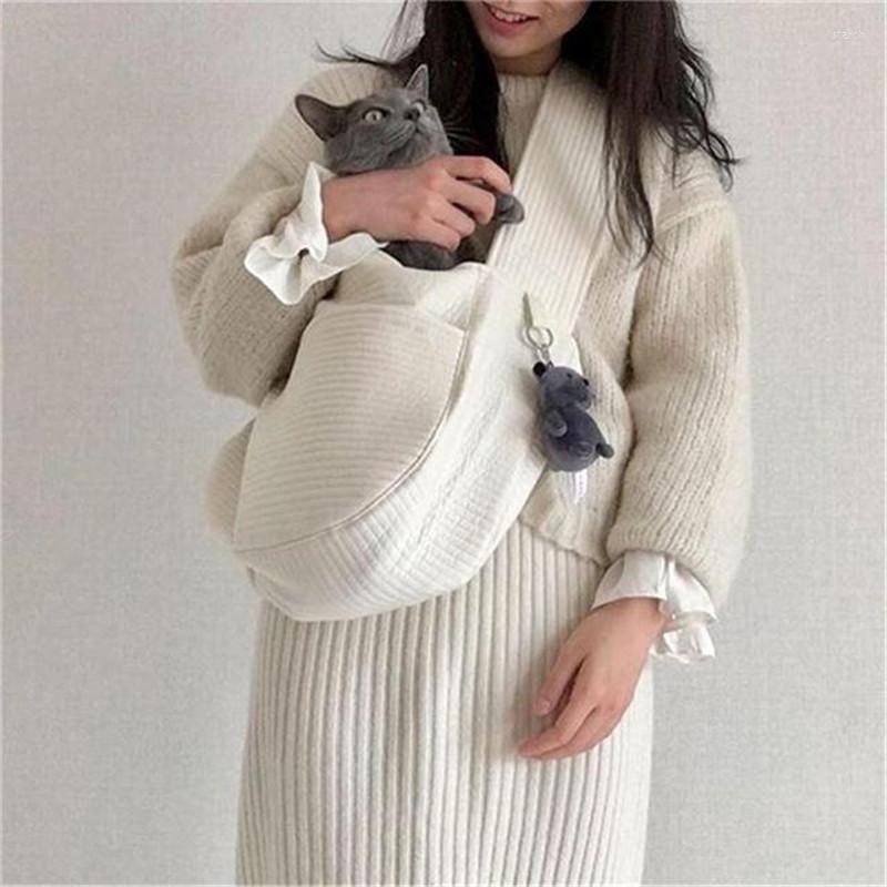 Hundbilsäte täcker Sling Carrier Canvas Bag Portable Cat Handbag Puppy Kitten mjuk andningsbar enkel axel utomhus resor husdjur