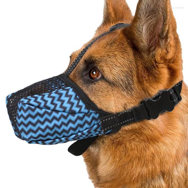 Fundas de asiento de coche para perros, bozal de malla suave para perros, bozales transpirables para cachorros, barrido, morder, lamer y masticar, protector bucal ajustable para mascotas No