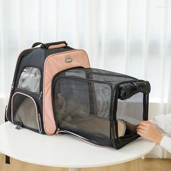 Cubiertas de asiento para el automóvil para perros La bolsa de gato de verano ultra ligera almacenamiento dual mochila mascota mascota portátil portátil expansión externa