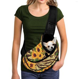 Housses de siège de voiture pour chien Tiger Stripes And Sunflowers Accessoires Sac à dos personnalisé pour chiens Sac de transport écologique Pet Carrier Cat