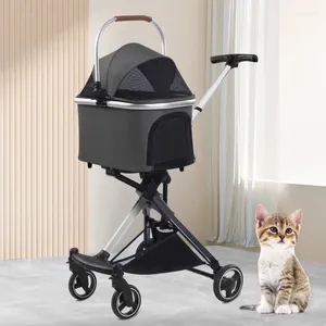 Hondendraagtas 3-in-1 opvouwbare kinderwagen met afneembare opbergmand Lichtgewicht kattentrolley voor op reis