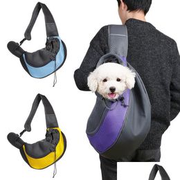 Hondendrager 6 kleuren Crossbody Pet Backpack Dogs Carrier Mesh Ademende Fashion Travel Bags draagbare kat en hond Shoder Bag Drop de Dhlgy