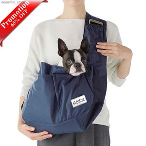 Hondendrager BI -promotie!Pet Slin Carrier Lare 8k Fashion Breathable Foldable Do Cat Schouder BA L49