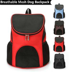 Carrier de perros Mochila de malla transpirable Bolsa plegable portátil Plegable al aire libre Gatito de cachorro Gatito Gran capacidad para mascotas de hombro Doble L49