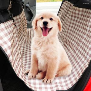 Cubierta de perros para la cubierta del asiento del asiento trasero protector a prueba de rasguño hamaca de viaje de mascotas de servicio pesado plegable para autos camiones SUVS