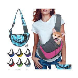 Hondendrager Dier Pet Puppy Carry S/L Outdoor Travel Dog Shoder Bag Mesh Oxford Single Comfort Sling Tote Shoders Inventaris Holes Dhose