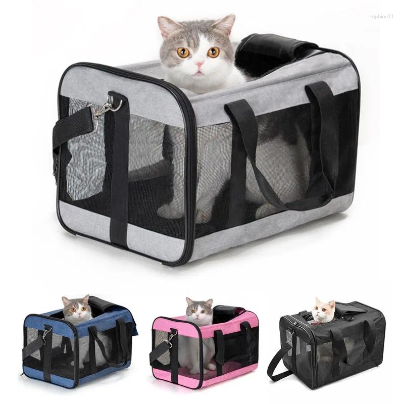 개 캐리어 고양이 가방 통기성 휴대용 애완 동물 공기 접이식 크로스 바디 대용량 기내 반입