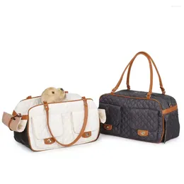 Porte-chien confortable sac à main pour animaux de compagnie toile plissée avec grandes poches latérales sac fourre-tout pliable sac à main