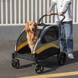 Carrier de perros do Stroller Ultra-Lare 4 ruedas Pet Joer waon carro plegable Viaje Trolley Outdoor Animal Carga de hasta 55k L49