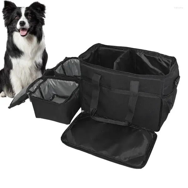 Sac à dos de transport pour chiens, organisateur de voyage, sac avec 2 conteneurs de stockage de nourriture, bols pliables, fournitures pour animaux de compagnie, accessoires