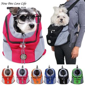 Dog Carrier Double Shoulder Portable Travel Backpack Outdoor Pet Bag Front Breathable Mesh Cat Shoulders