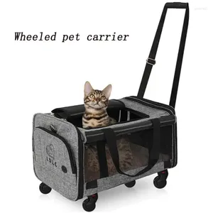 Sac de transport pour chien, grande capacité, sac de marche, domestique, extérieur, chat, Portable, roue de remorquage pour animaux de compagnie ou deux chats, 50x30x33cm