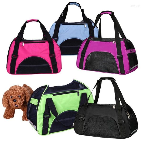 Transportín para perros, bolso de mano plegable portátil para gatos, malla transpirable para coche, jaula de viaje para mascotas, bandolera