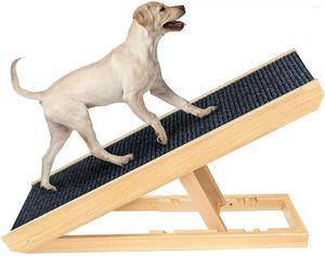 Échelle d'escalade pliable pour animaux de compagnie, porte-chien, Surface de tapis antidérapante, rampe en bois pliable et réglable confortable pour voiture et lit