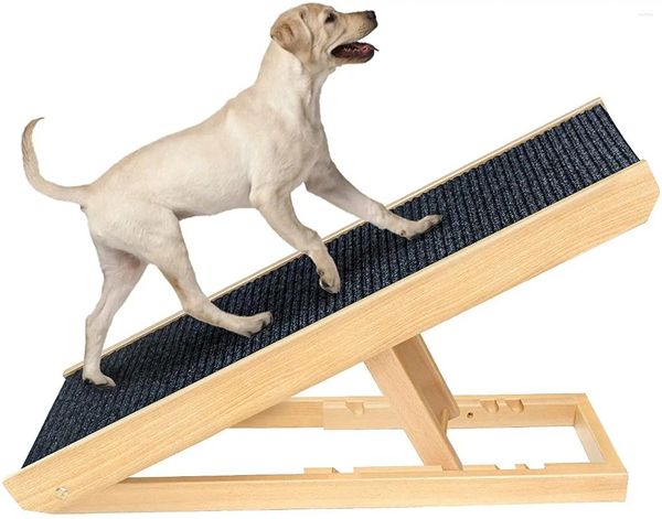 Échelle d'escalade pliable pour animaux de compagnie, porte-chien, Surface de tapis antidérapante, rampe en bois pliable et réglable confortable pour voiture et lit