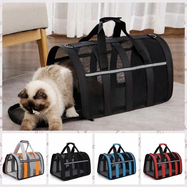 Sac de transport pliable pour animaux de compagnie, sac à main de sortie Portable en tissu Oxford respirant pour chiens, sac à bandoulière réfléchissant pour Transport de chats et de lapins