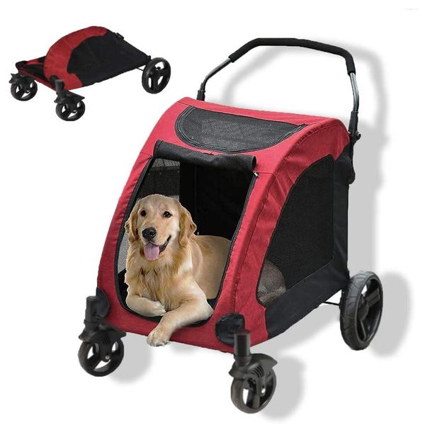 Poussette pliable pour animaux de compagnie, porte-chien, avec 4 roues, lucarne en maille, Durable, petits et grands animaux de compagnie