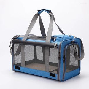 Transportín para perros, malla completa, transpirable, bandolera de un solo hombro, bolsa de transporte para mascotas, gran capacidad, portátil, plegable, para gatos