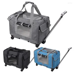 Transportín para perros, bolso grande plegable para gatos, bolsa de viaje para mascotas con cremallera de seguridad, transporte suave y rodante