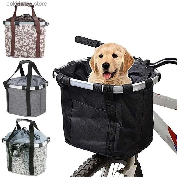 Cardero de perros Bike Bike Basking Bicycle Pet Bolsa de transporte de bicicleta plegable y desmontable Cesta de bicicleta portátil de bicicleta de 5 kg L49