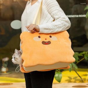 Portador de perros Bolsa para gatos Hombro portátil Cariño de dibujos animados Galleta Forma animal Otoño e invierno Mochila diagonal cálida a prueba de viento